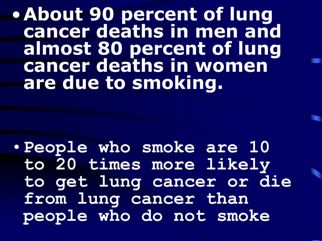 about 90 percent of lung cancer deaths