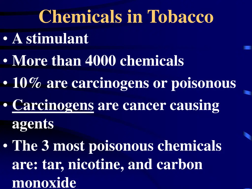 chemicals in tobacco a stimulant more than 4000