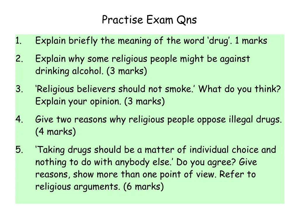 practise exam qns