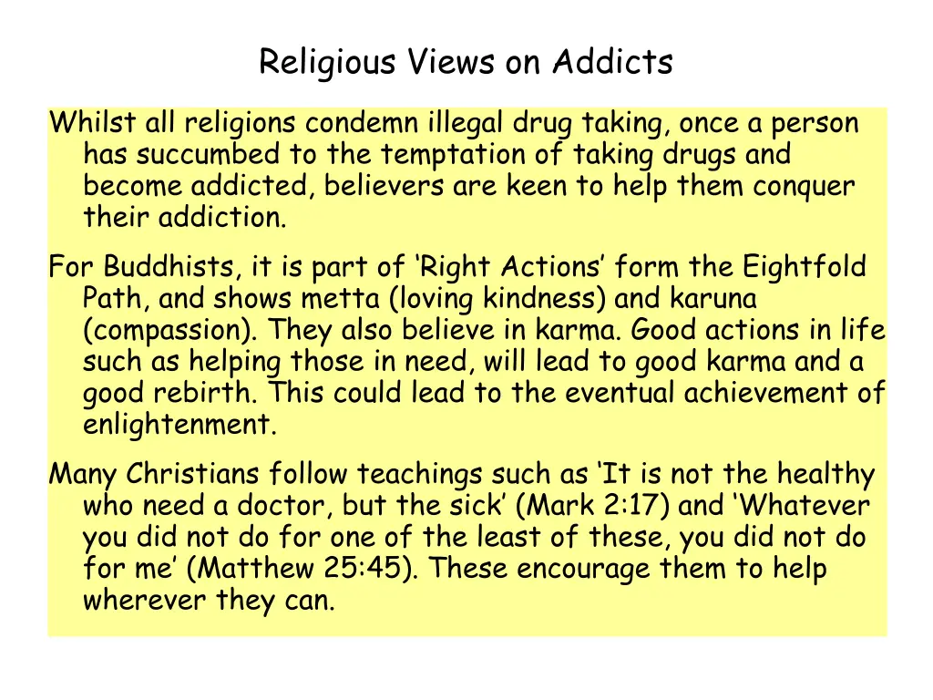 religious views on addicts