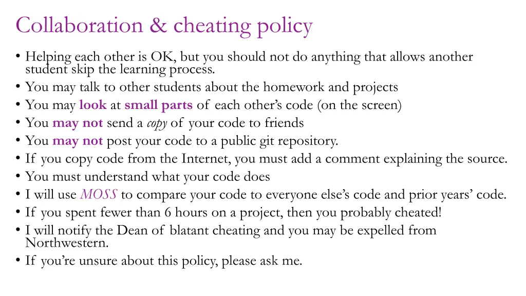 collaboration cheating policy