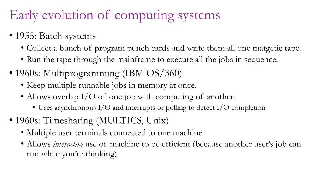 early evolution of computing systems