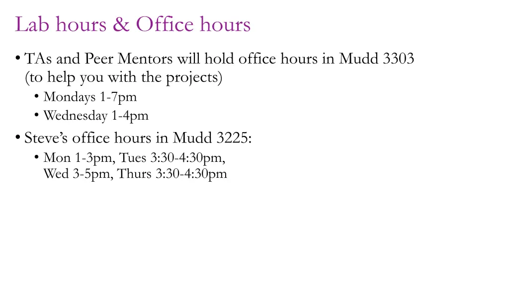 lab hours office hours