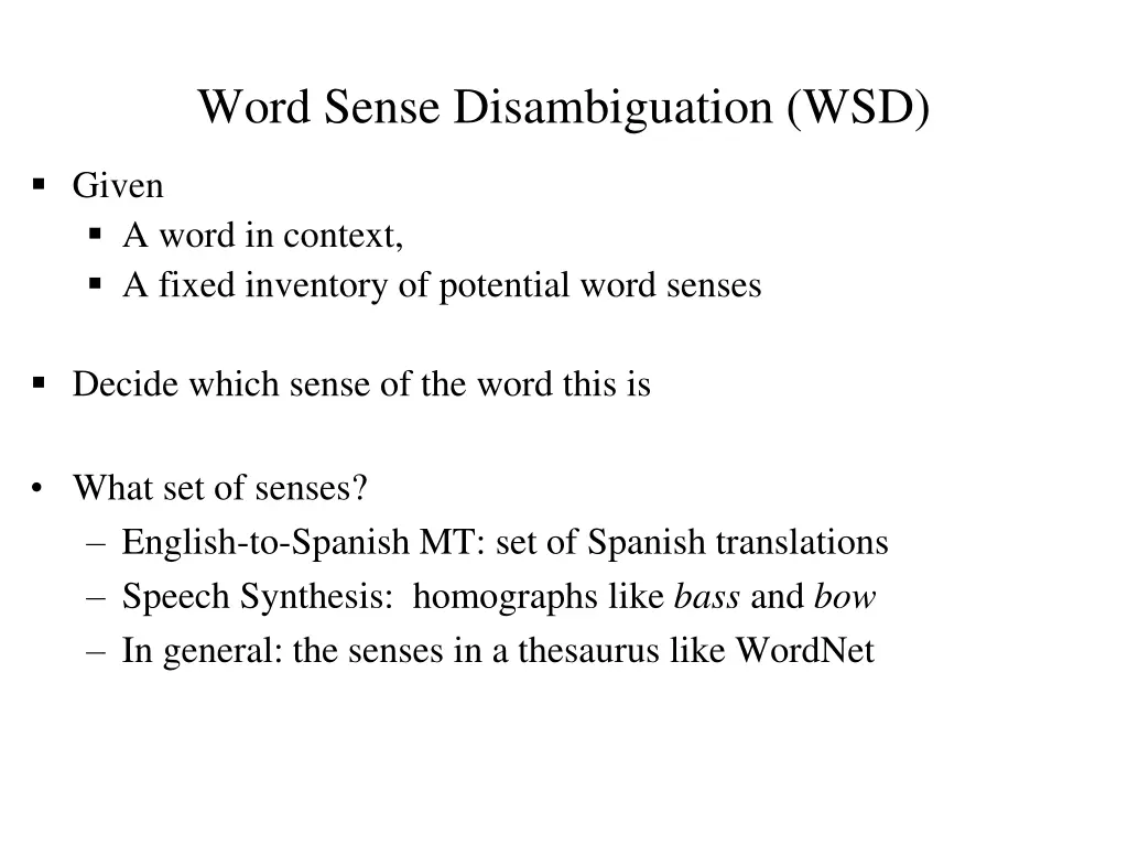 word sense disambiguation wsd