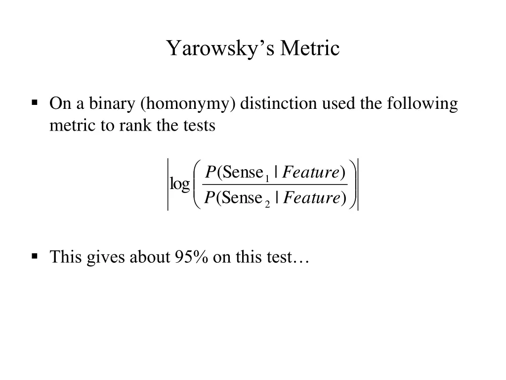 yarowsky s metric