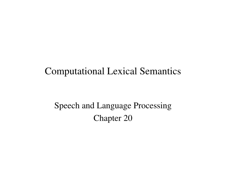 computational lexical semantics