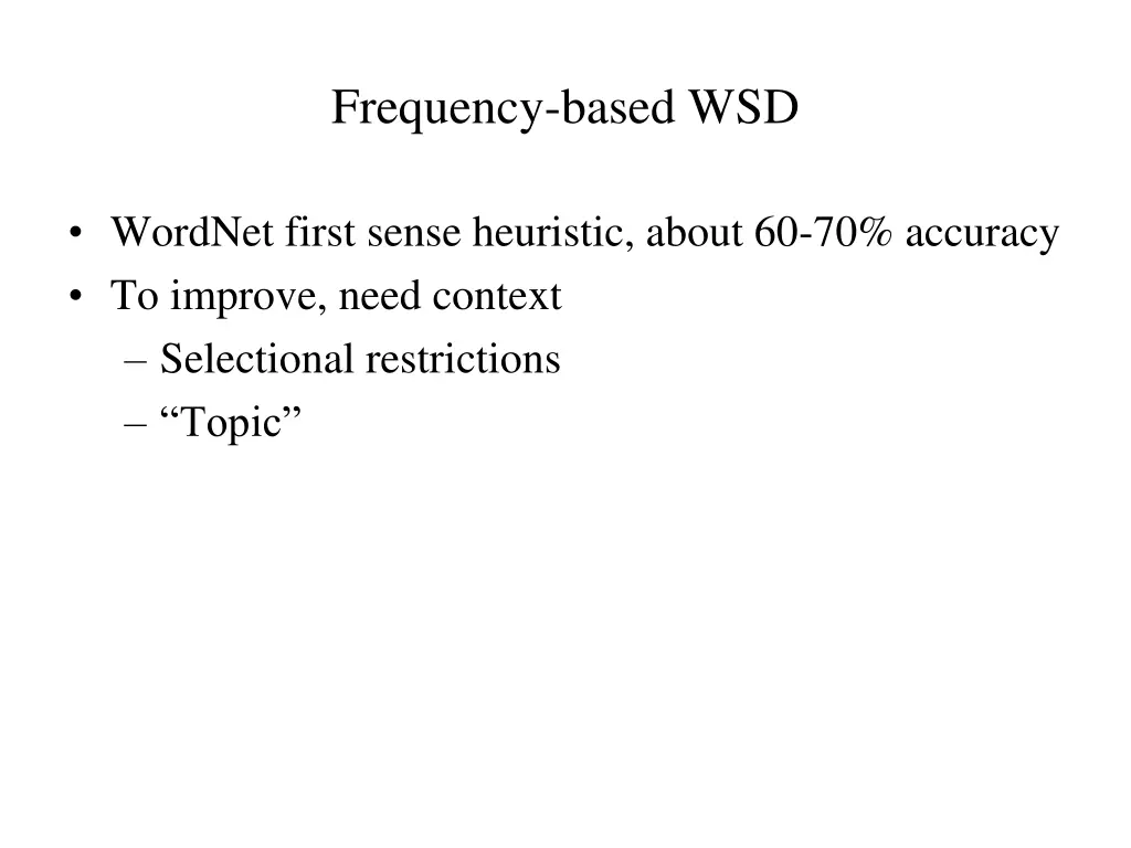 frequency based wsd