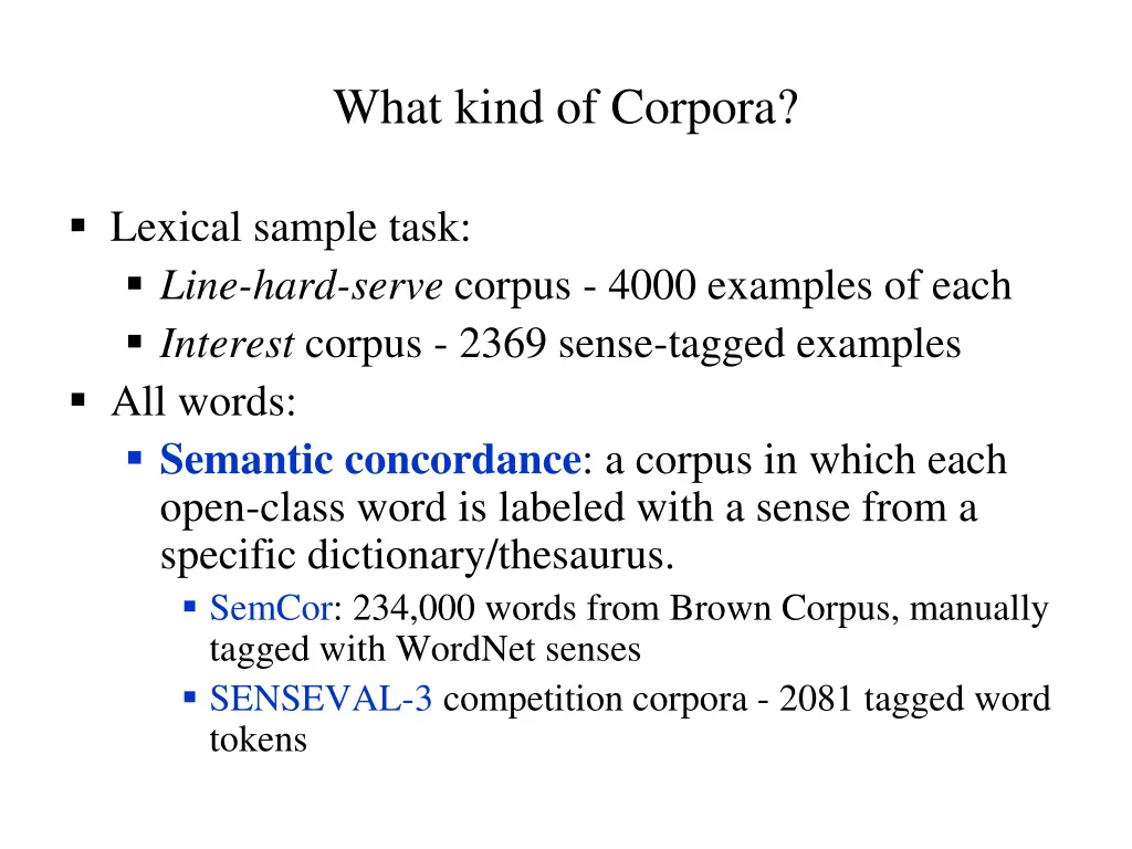 what kind of corpora