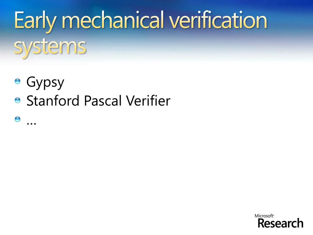 early mechanical verification systems