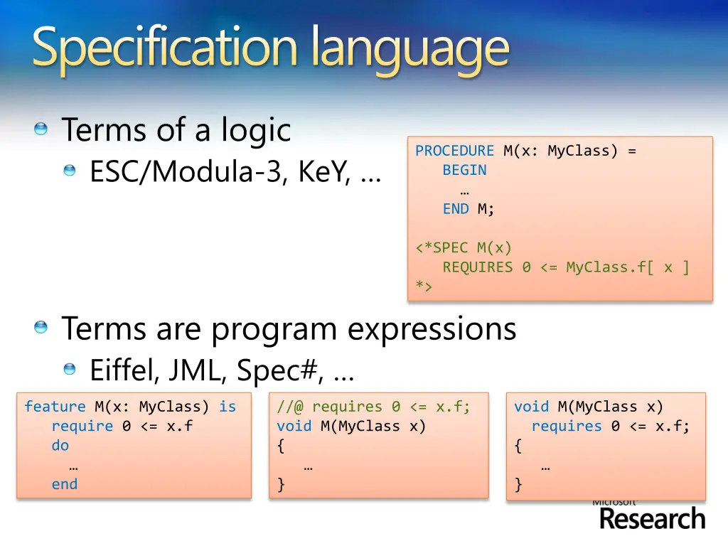 specification language