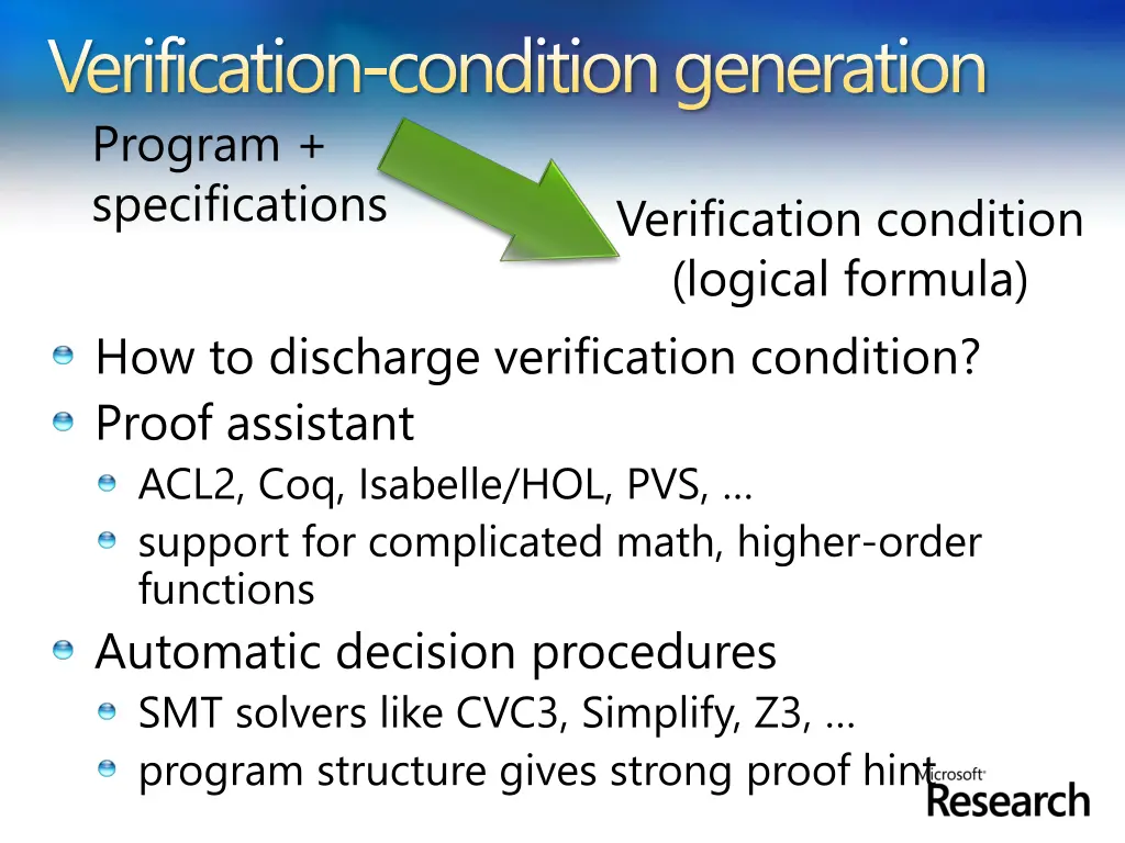 verification condition generation