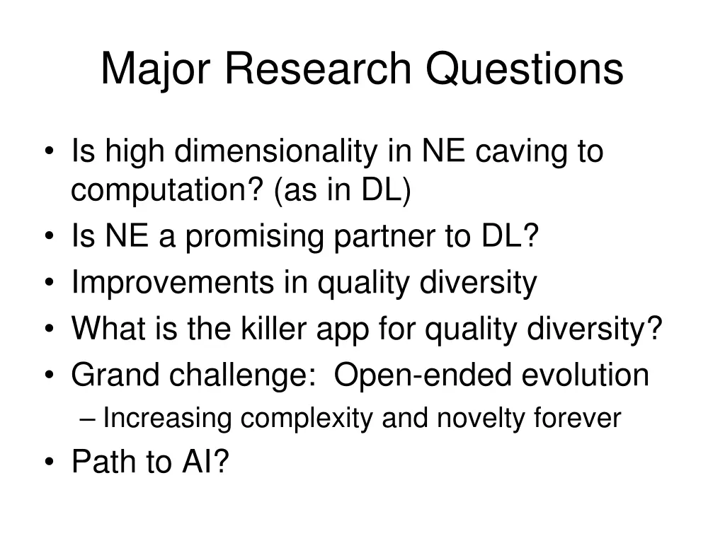 major research questions