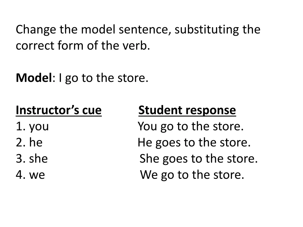 change the model sentence substituting