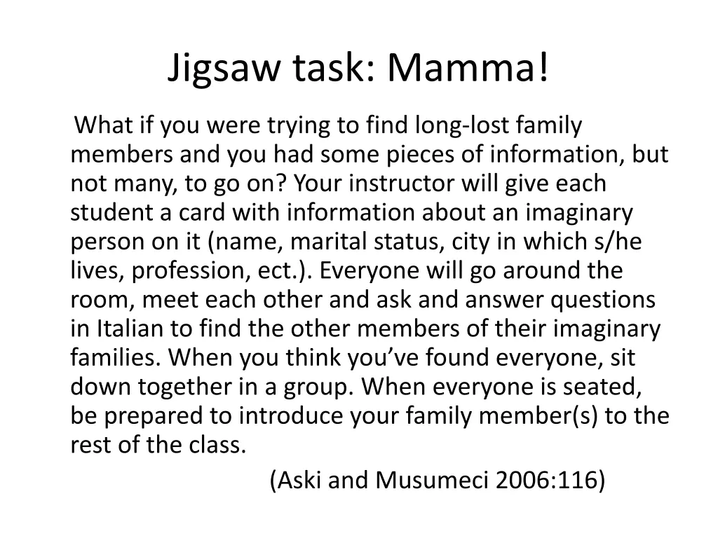 jigsaw task mamma