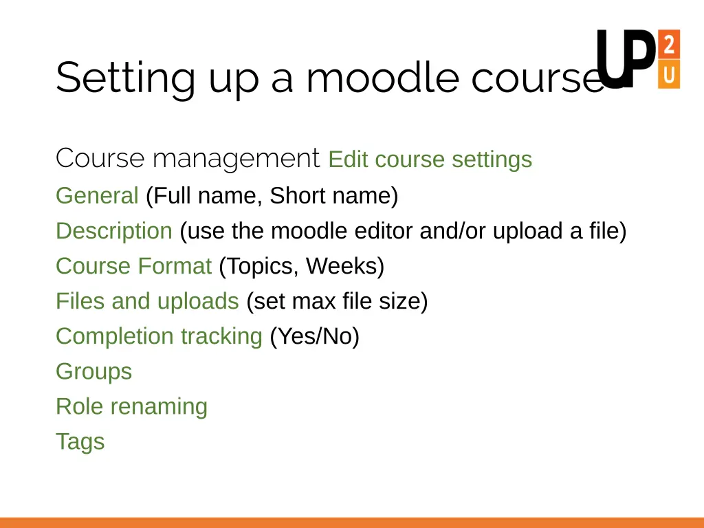 setting up a moodle course