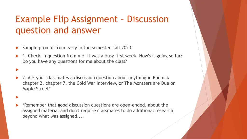 example flip assignment discussion question