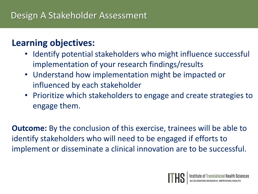 design a stakeholder assessment