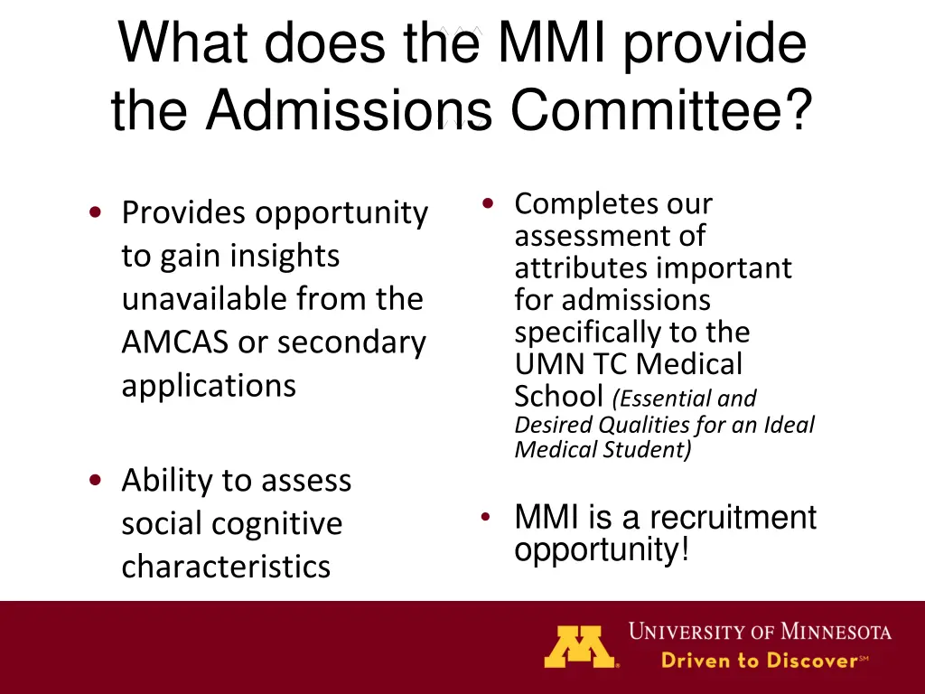 what does the mmi provide the admissions committee