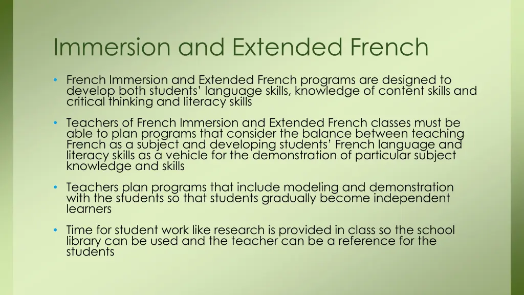 immersion and extended french