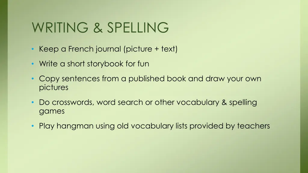 writing spelling