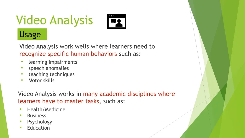 video analysis usage