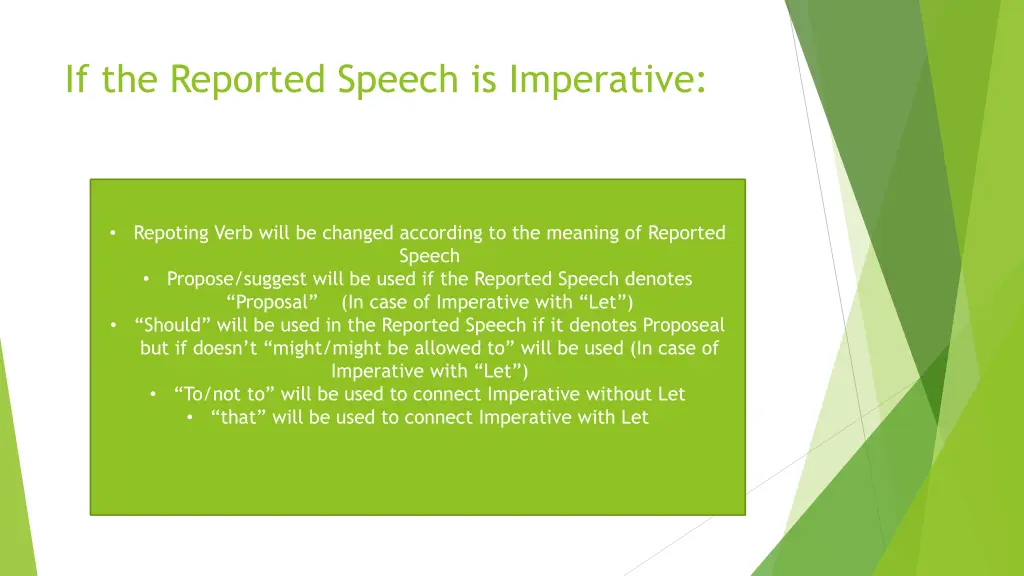 if the reported speech is imperative