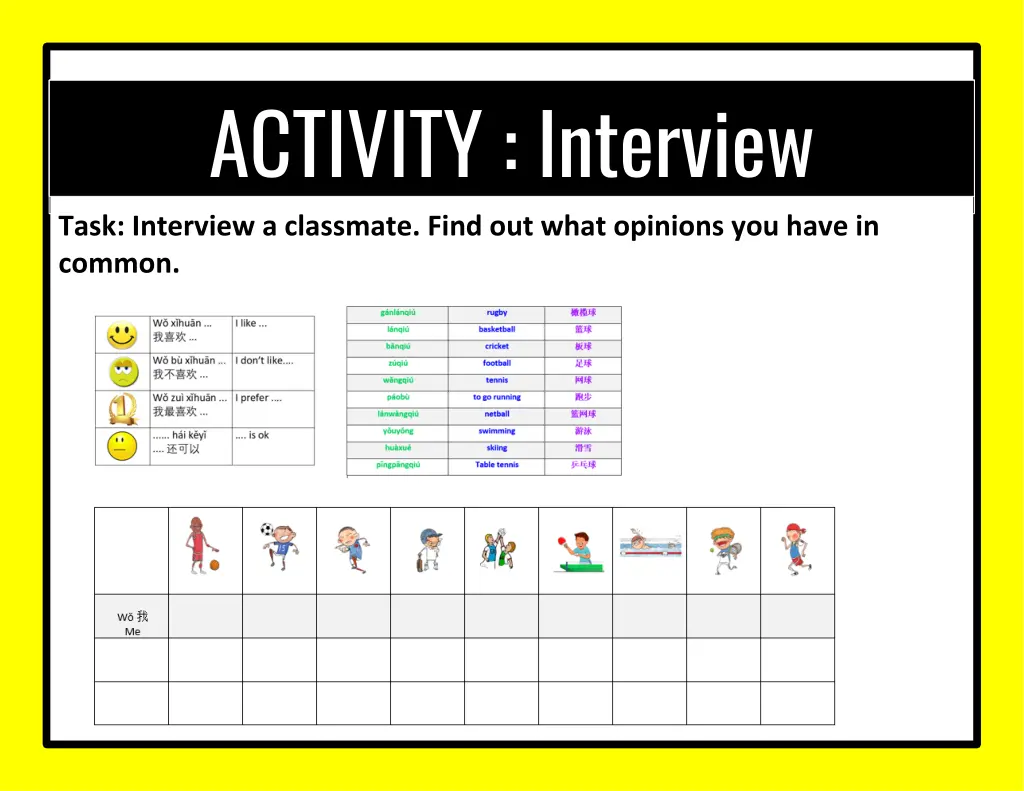 activity interview task interview a classmate