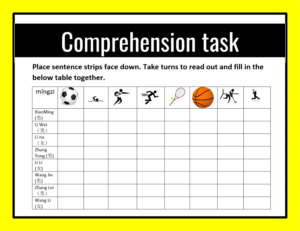 comprehension task