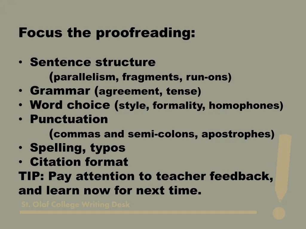 focus the proofreading