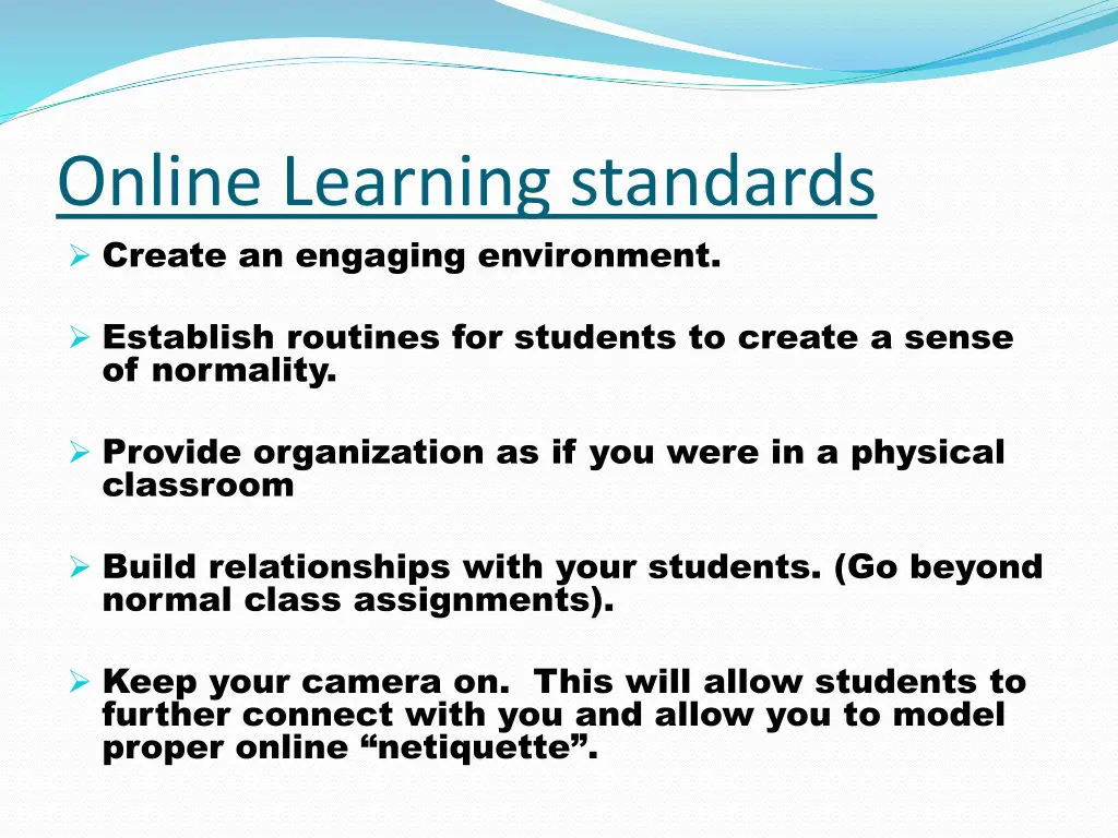 online learning standards create an engaging