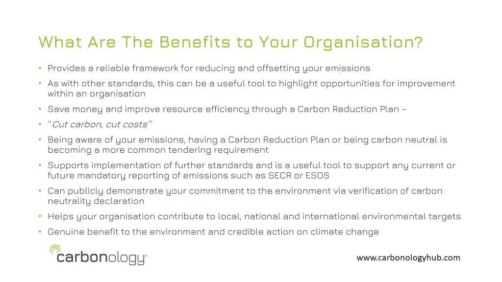 what are the benefits to your organisation