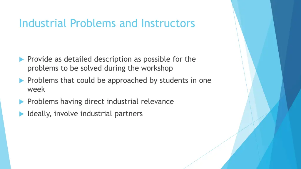 industrial problems and instructors