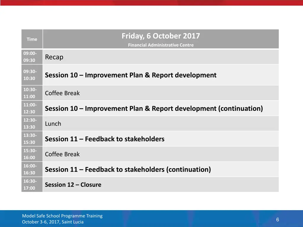 friday 6 october 2017 financial administrative