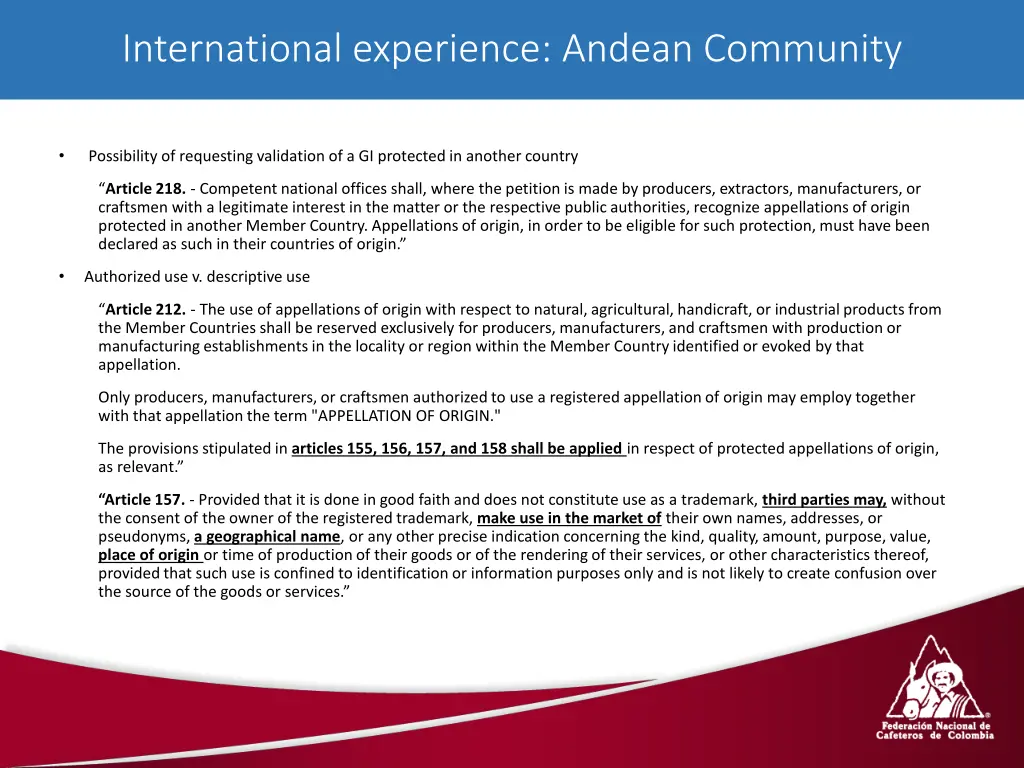 international experience andean community 1