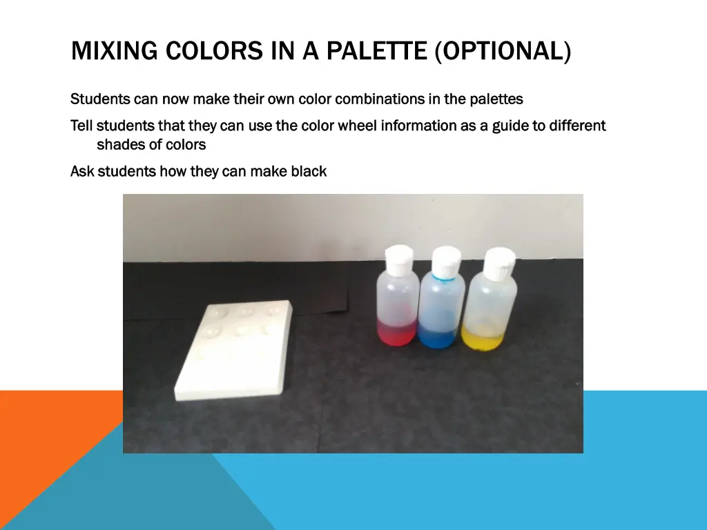 mixing colors in a palette optional