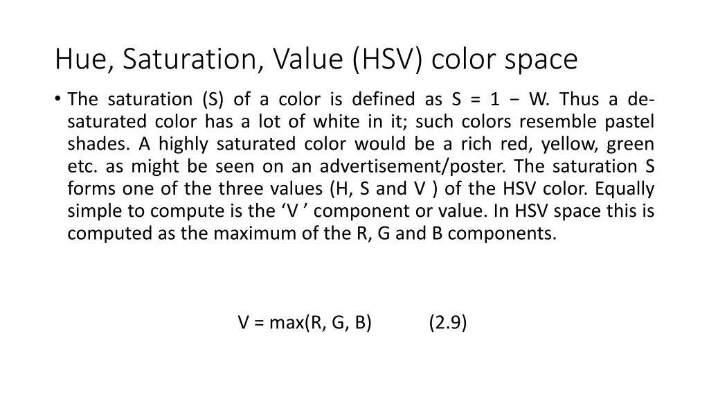 hue saturation value hsv color space