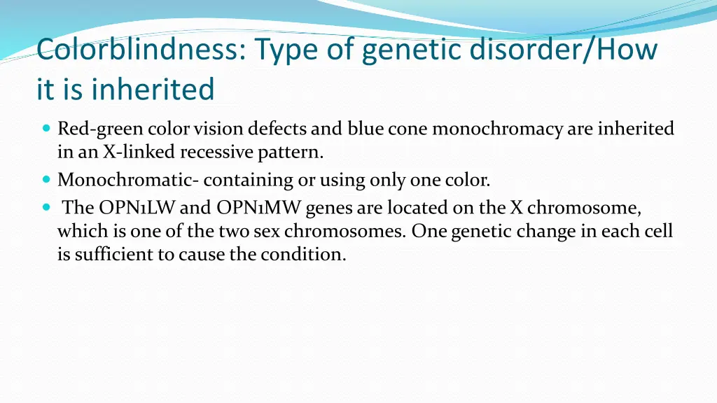 colorblindness type of genetic disorder