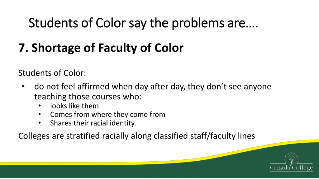 students of color say the problems are students 3