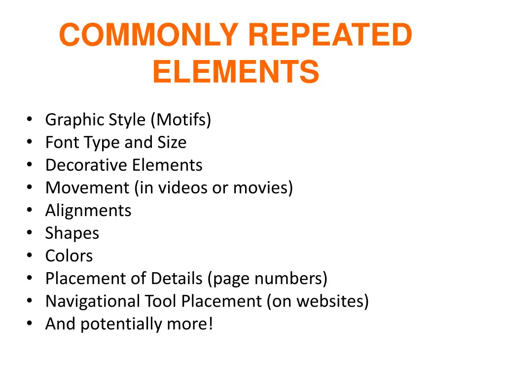 commonly repeated elements