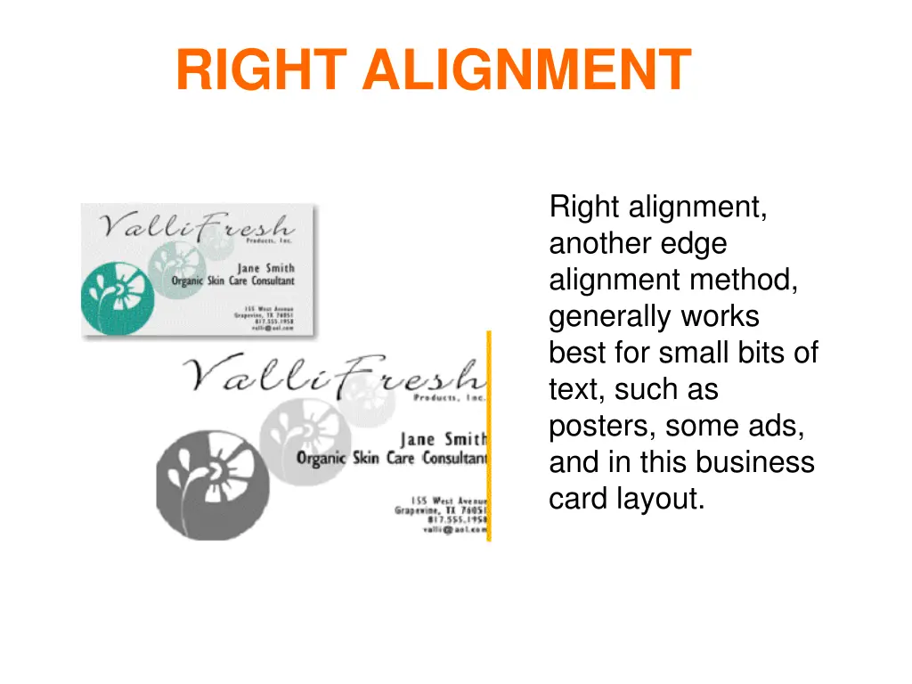 right alignment