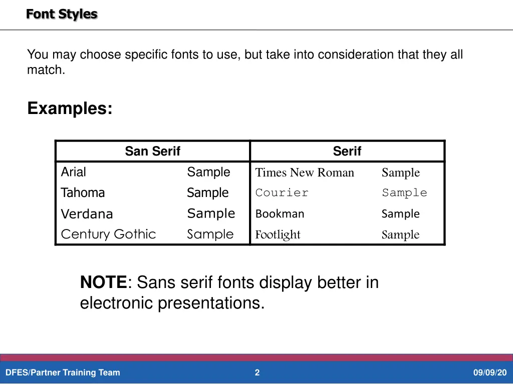 font styles