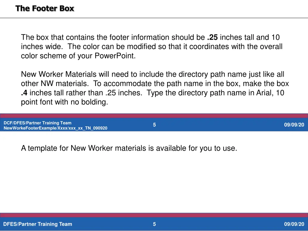 the footer box