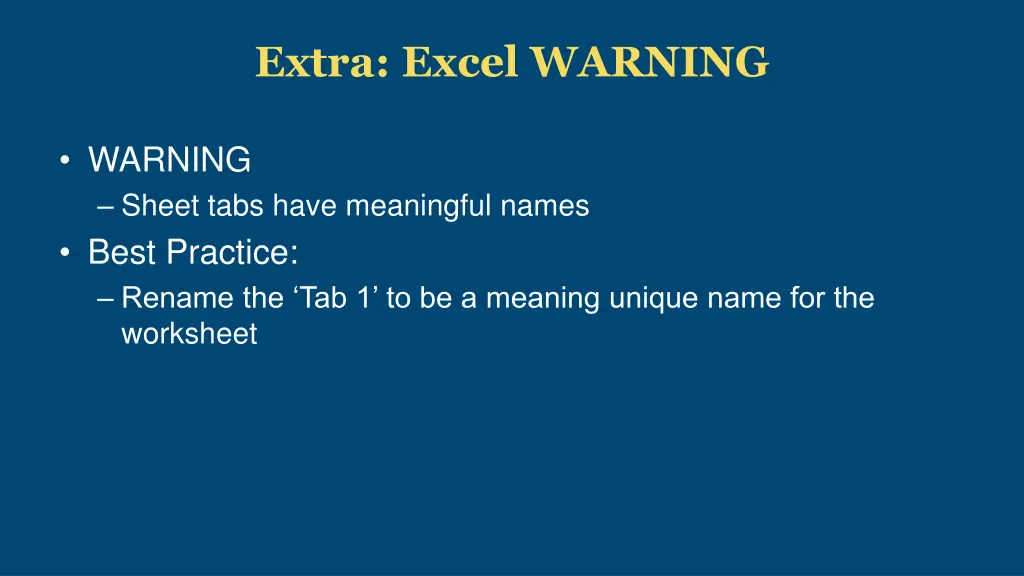 extra excel warning