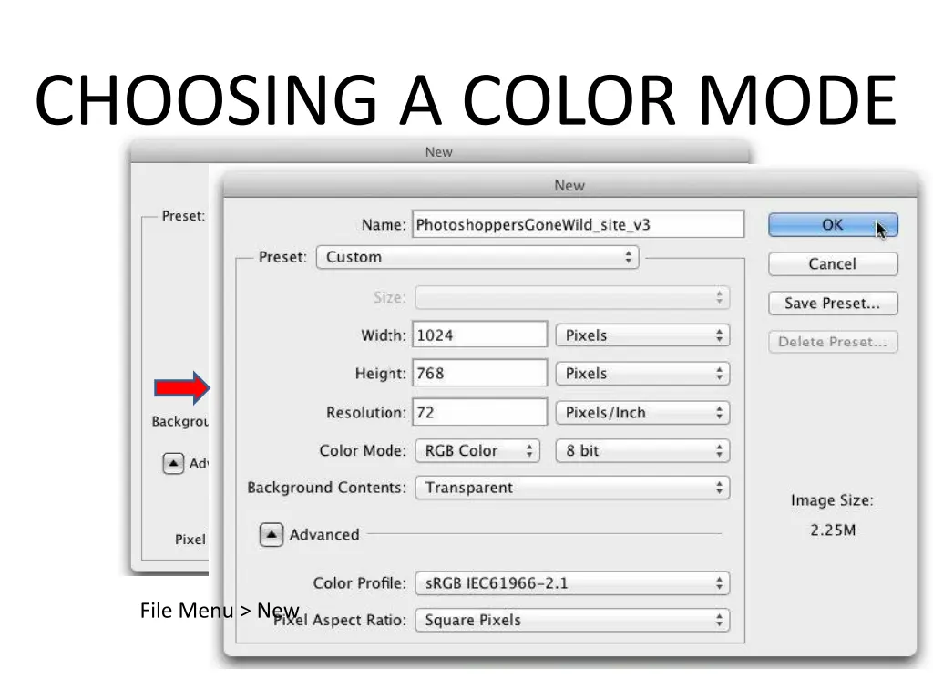 choosing a color mode