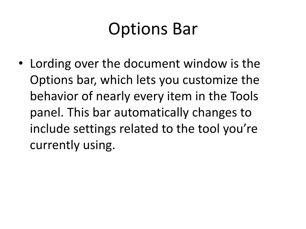 options bar