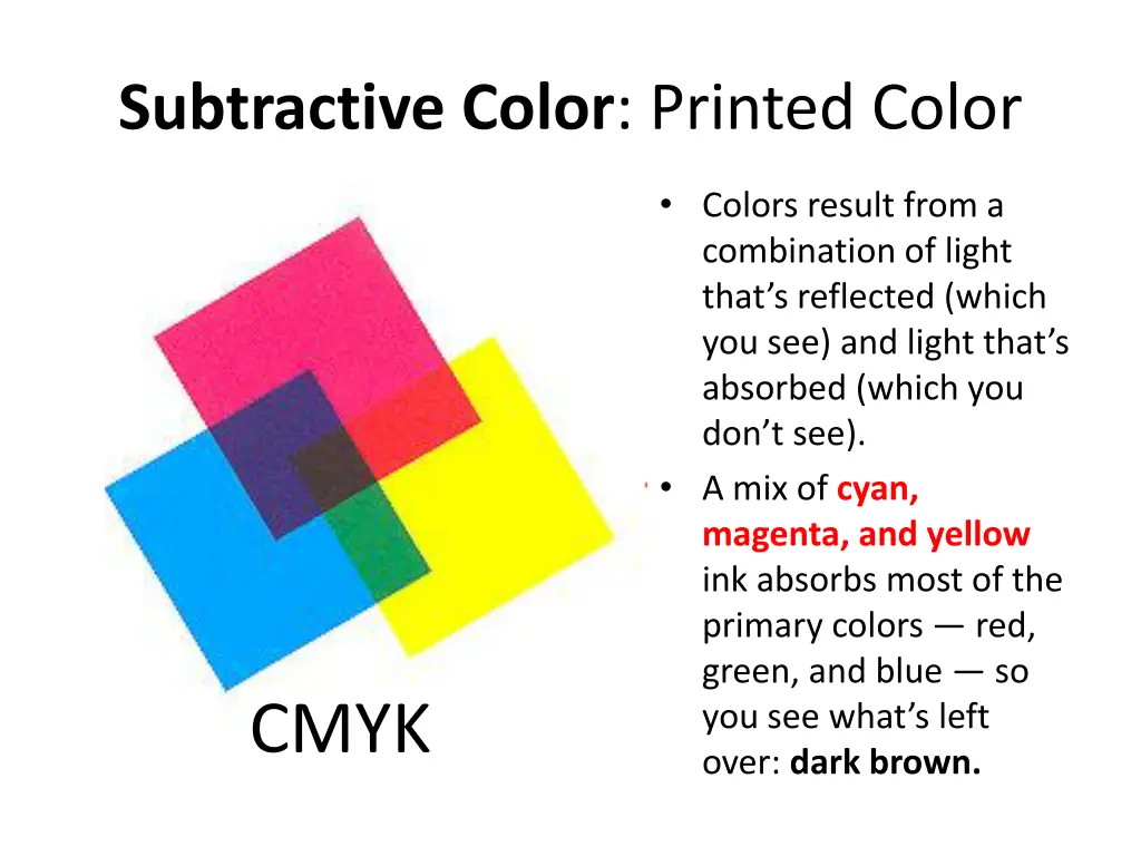 subtractive color printed color