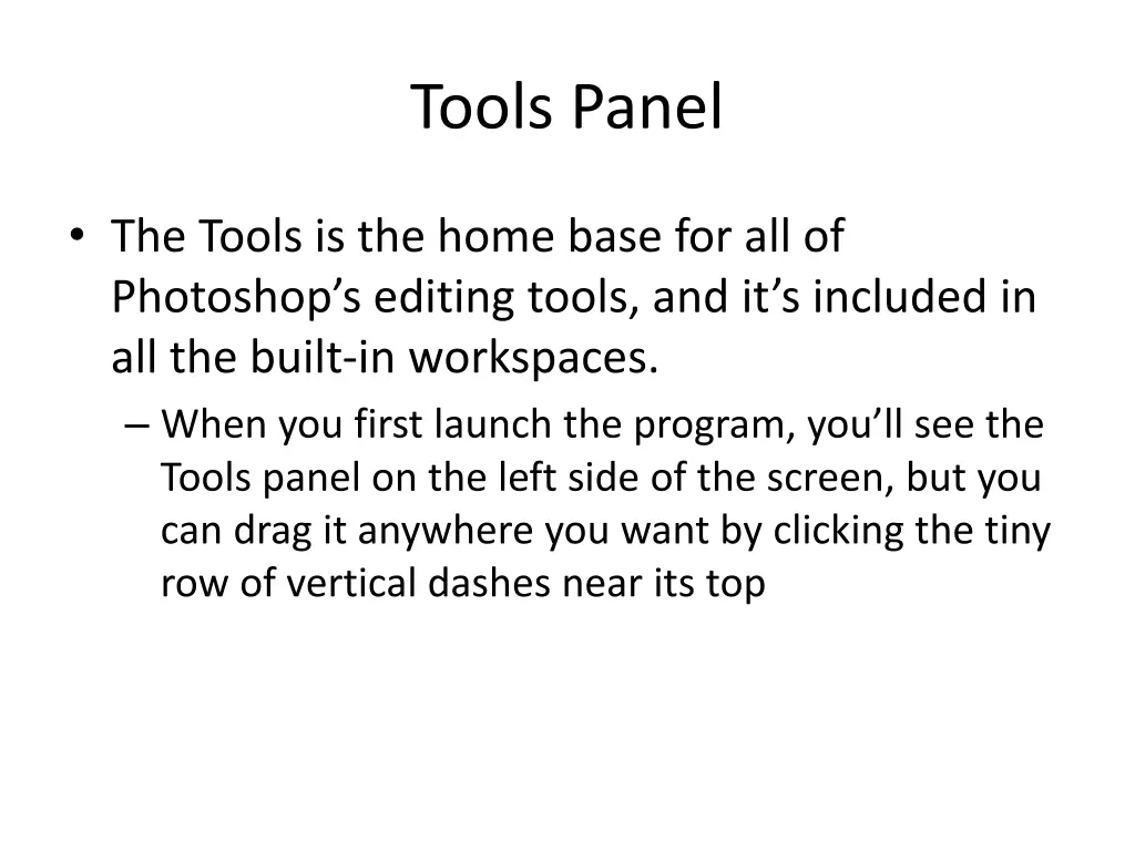 tools panel