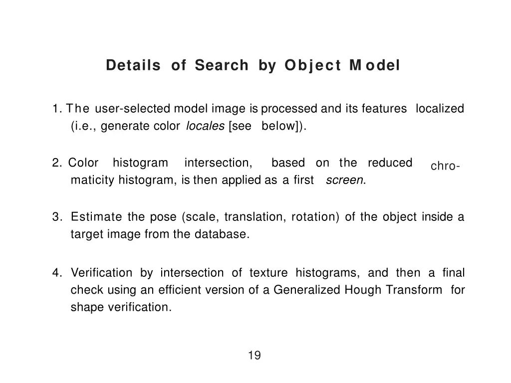 details of search by object m odel