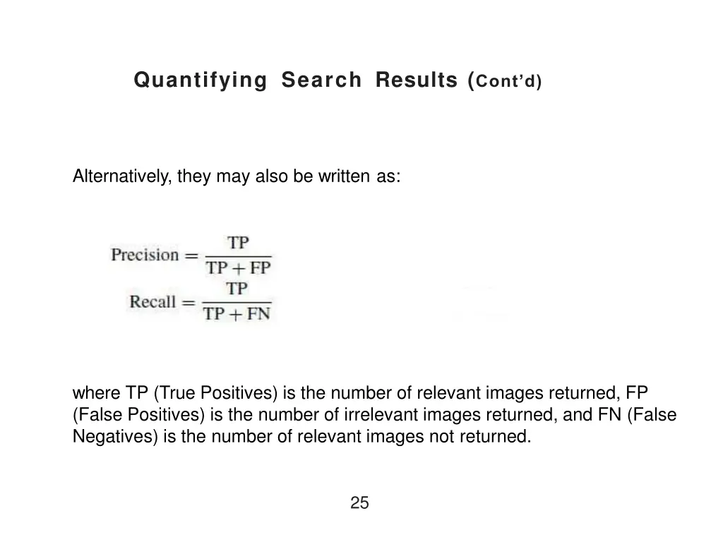 quantifying search results cont d