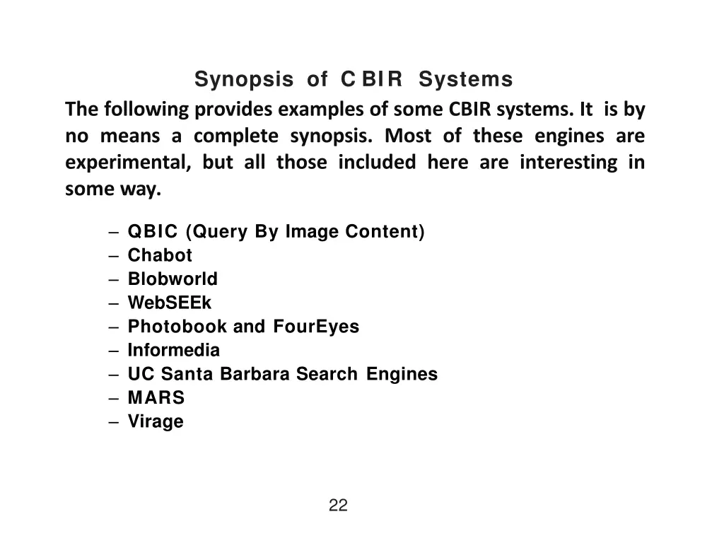 synopsis of c bir systems the following provides